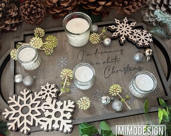 Snowflake Decor Tray for candles, greenery, Christmas decoration, xmas candy, nuts etc. DIGITAL FILES ONLY! All Lasers and Glowforge ready