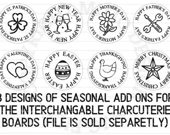ADD-ON discs for Interchangable Charcuterie Boards / Seasonal designs bundle of 8 *Digital files only svg + dxf*