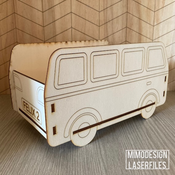 Bus, Camper, Car Shaped Boys Box for Toys, Cars, Books, Decoration, Diapers  Storage Crate Kids Room Laser Cut File SVG DXF Glowforge Ready 