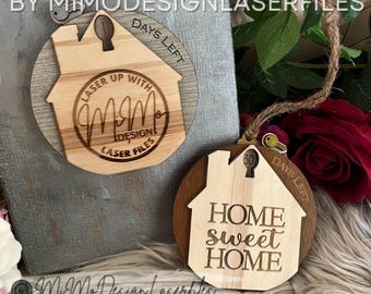 Home Sweet Home Countdown Spinner SVG – Laser Cut File with Magnet or Hanger – 31 and 30 Day Countdown Wheel – Ornament or Tag
