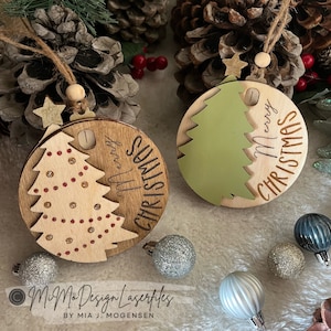 Christmas Tree Countdown Sliding Ornament, Snowflake lever to make it turn & count down 2 versions. LASER CUT FILES dxf svg Glowforge ready