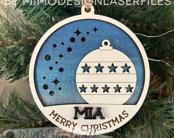 Christmas Bauble Glow Up Ornament Laser Cut SVG + DXF | 2 Layered Single Line / Engraved Quick & Easy | Commercial Use | Digital Download