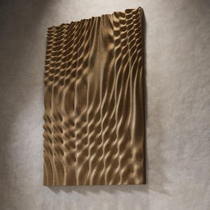 Parametryczna rzeźba z drewna w formacie STL | Płaskorzeźba ścienna z falą | Pliki frezarki CNC | Panel ścienny 3D | Pobieranie cyfrowe