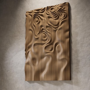 Fluid Holz Wandrelief STL | Organisches Wellen Panel | CNC Router Dateien | Parametrische Wandkunst | Digitaler Download