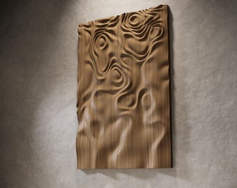 Fluid Wood Wall Relief STL | Organic Wave Panel | CNC Router Files | Parametric Wall Art | Digital Download