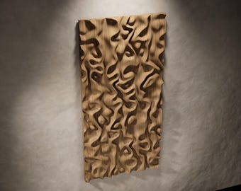 Vertical Wave Wood Wall Art STL | Relief Panel | CNC Router Files | Parametric Wall Decor | Digital Download