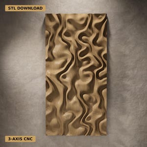 Organische Holz Wandkunst STL | Wellen Relief Panel | CNC Router Dateien | Parametrische Wandskulptur | Digitaler Download