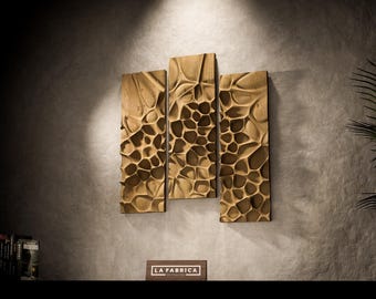 Voronoi Triptych Wall Art STL | 3-Panel Wood Relief | CNC Router Files | Parametric Wall Sculpture | Digital Download
