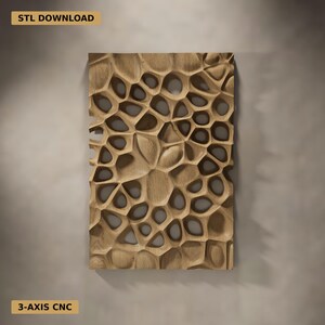 Interior Voronoi Wall Decor STL | Wood Relief Panel | CNC Router Files | Parametric Art | Digital Download