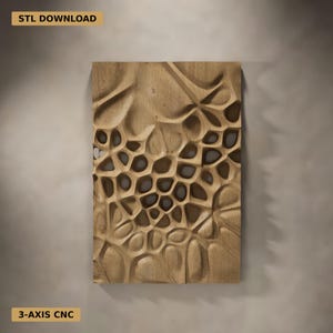 Abstract Wall Art Panel STL | Voronoi Organic Relief | CNC Router Files | Parametric Wood Decor | Digital Download