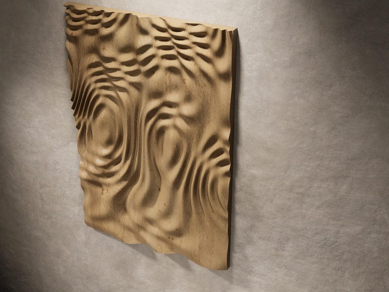 3D Wanddeko Panel STL | Wellenmuster Relief | CNC Router Dateien | Parametrische Holzkunst | Digitaler Download Bild 5