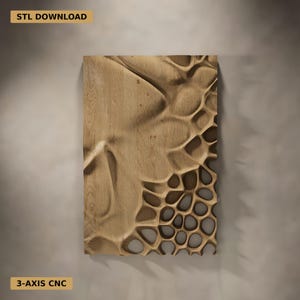 Voronoi Wave Wood Wall Relief STL | Parametric Panel | CNC Router Files | 3D Wall Art | Digital Download