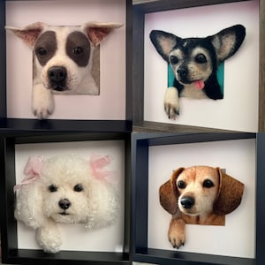 3D felted dog portrait, custom made pet portrait, made to order, realistic dog, dog keepsake, felt art
