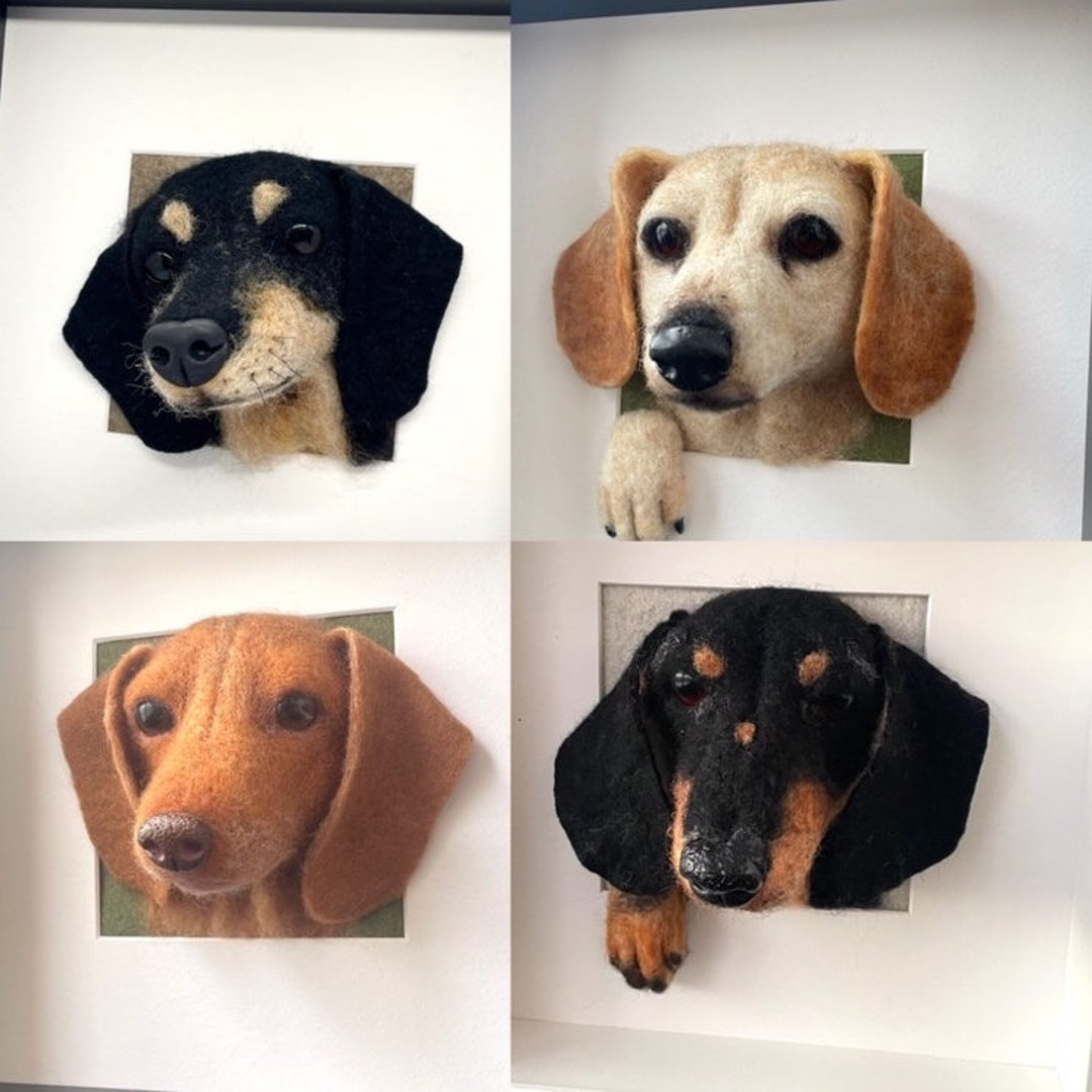 Felted Pets Custom 3D Felted Dog Portrait, Pet Portrait, Dachshund, Realistic ...
