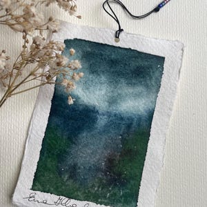 Segnalibro acquerello dipinto a mano, carta fatta a mano, pittura ad acquerello, amanti dell'arte, segnalibro con perline e nappa, diario e planner, amanti dei libri