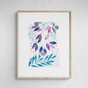 Illustrazione originale ad acquerello Foglie verdi Acquerello floreale originale Natura