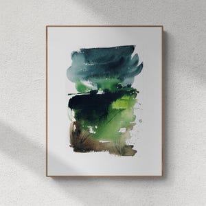 Original Watercolor Abstract Landscape Painting Original Art Watercolor Original Artwork Wall Art Abstract Art Irish Landscape Emerald Green