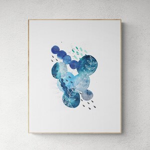NEW Original MIX Media Abstract Painting Art Indigo Watercolour Original Blue