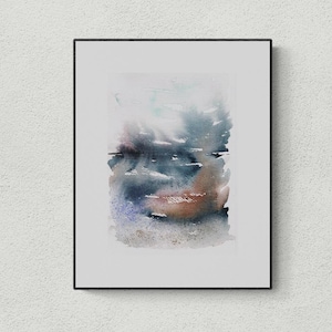 NUOVO Originale Acquerello Astratto Dipinto Arte Originale Acquerello Originale Opera D'Arte Arte Murale Arte Astratta Indigo Galway Bay