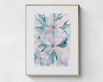 NEW Original Watercolor Painting Pastel Abstract Flowers Modern Original Watercolor Abstract Florals Painting