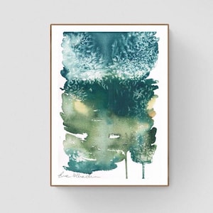 Original Watercolor Abstract Painting Original Art Watercolor Original Artwork Wall Art Abstract Emerald Green Irish