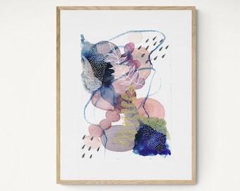 Printable Watercolor Abstract Art Indigo Digital Download