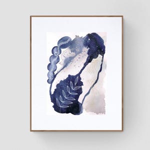 Watercolor Abstract Printable Art Indigo Digital Download