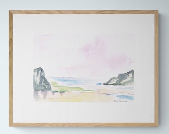 NUOVO originale acquerello paesaggio pastello arte astratta