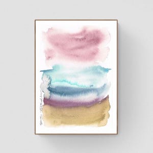 Nuovo originale acquerello astratto dipinto arte originale acquerello originale opera d'arte arte murale arte astratta cielo rosa