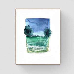 Original Watercolor Abstract Landscape Painting Original Art Watercolor Original Artwork Wall Art Abstract Art Irish Landscape Emerald Green