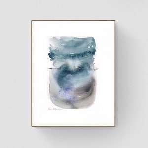 Acquerello originale Paesaggio marino Dipinto astratto Arte originale Acquerello Opera d'arte originale Arte murale Arte astratta Indaco