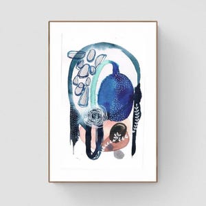 New Small Original Watercolor Abstract Painting Art Watercolour Mix Media