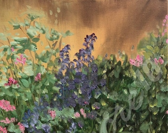 Impressionist Wildflowers | Oil Painting Print | Fine Art Digital Print | "Peter's Shade Garden"
