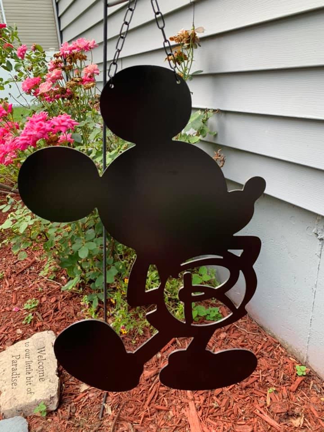 Mickey Mouse Garden Flag Initial Garden Sign Custom Disney Lawn Art ...