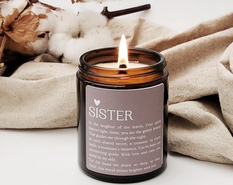 SISTER Soy Love Candle Wood Wick Candle Sister Candle Gift Birthday Gift for Sister Sisterhood Candle Personalized Sister Appreciation Gift