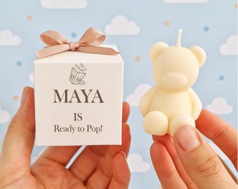 Baby Shower Favours – Mini Teddy Bear Soy Candles – Personalised Gift Box – Custom Baby Shower Decor – Eco Friendly Party Favour