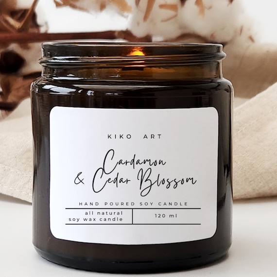 Personalised COTTON WICK Soy Candles Amber Jar  Sizes 30/60/120/180/500 g Christmas Birthday Candle Gift For Her For Him