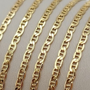 18K Solid Gold Anchor Chain Necklace, Real 18K Gold Flat Anchor Chain for Men & Women, Mariner Chain, 3mm thick Anchor Chain for Him/Her!