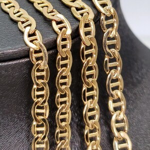 18K Solid Gold Anchor Chain Necklace/ Yellow 18K Gold Mariner Anchor Chain/ 5mm-6mm, 22&quot;- 27.5&quot; Solid Gold Anchor Chain for Men/Women. Gift!