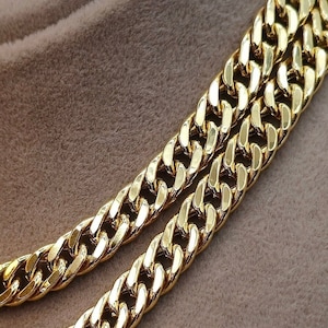 18K Solid Gold Curb Chain Necklace, Solid 18K Real Gold Curb Links Miami Cuban Chain for Men/Women, 7mm-thick Solid Gold Chain for Him/Her!
