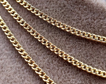 Real 18K Gold Curb Chain Necklace - 2mm Thick