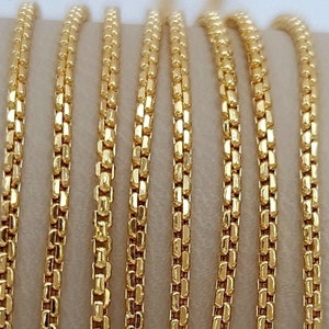 18K Solid Box Chain, 18K Pure Gold Box Chain Necklace, Diamond-cut, Men's/Women's Solid Gold Box Chain, 18"- 24", 2mm Thickness Box Chain!