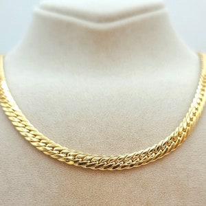 18K Solid Gold Curb Chain Necklace: 7.30mm Wide, Men/Women