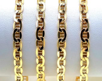 18K Solid Gold Anchor Mariner Link Bracelet: 5MM Anchor Chain - Unisex