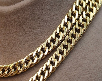 18K Solid Gold Curb Chain Necklace, Solid 18K Real Gold Curb Links Miami Cuban Chain for Men/Women, 7mm-thick Solid Gold Chain for Him/Her!