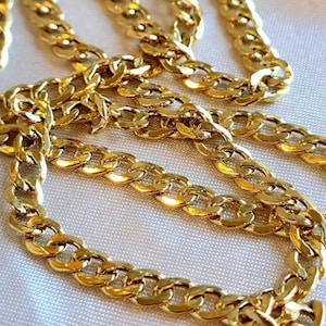 18K Gold Curb Chain Necklace, Solid 18K(750) Yellow Gold Cuban Link Chain, 3.5MM-4.5MM-5.5MM Real Gold Chain for Men/Women Gift for Him/Her!