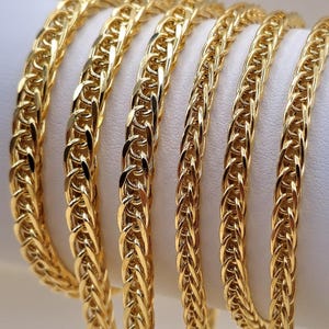 Collar de cadena de trigo franco de oro macizo de 18 quilates, cadena de oro puro de 18 quilates para hombres y mujeres, 4_5 mm de grosor, cadena de trigo de oro, cadena de 18 quilates (750) para él/ella.