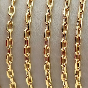 18K Solid Gold Cable Chain Necklace, Solid Links 18K Gold Cable Chain, 2mm thick _ 18&quot;- 26&quot; lengths, 18 Karat Real Gold Chain for Men/Women!