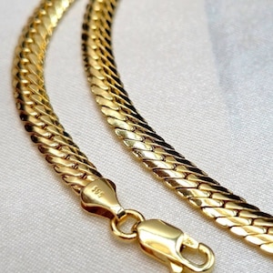 14K Solid Gold Curb Chain Necklace: Tight-Links (5.5MM Thick)