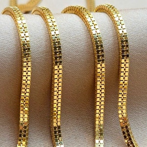 18K Solid Gold Box Bismark Chain, Bismark Mesh Necklace Chain, Real 18K Yellow Gold Chain for Men/Women, 18-Karat Jewelry, Unique Design!